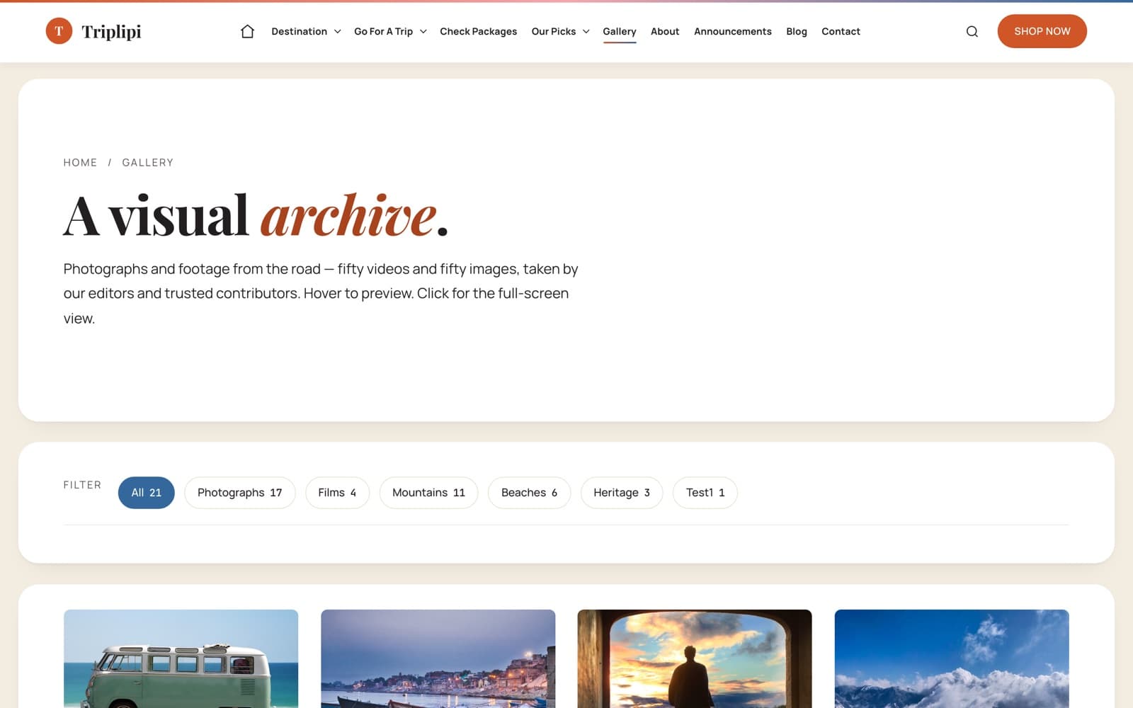 The Triplipi photo gallery of curated travel destinations